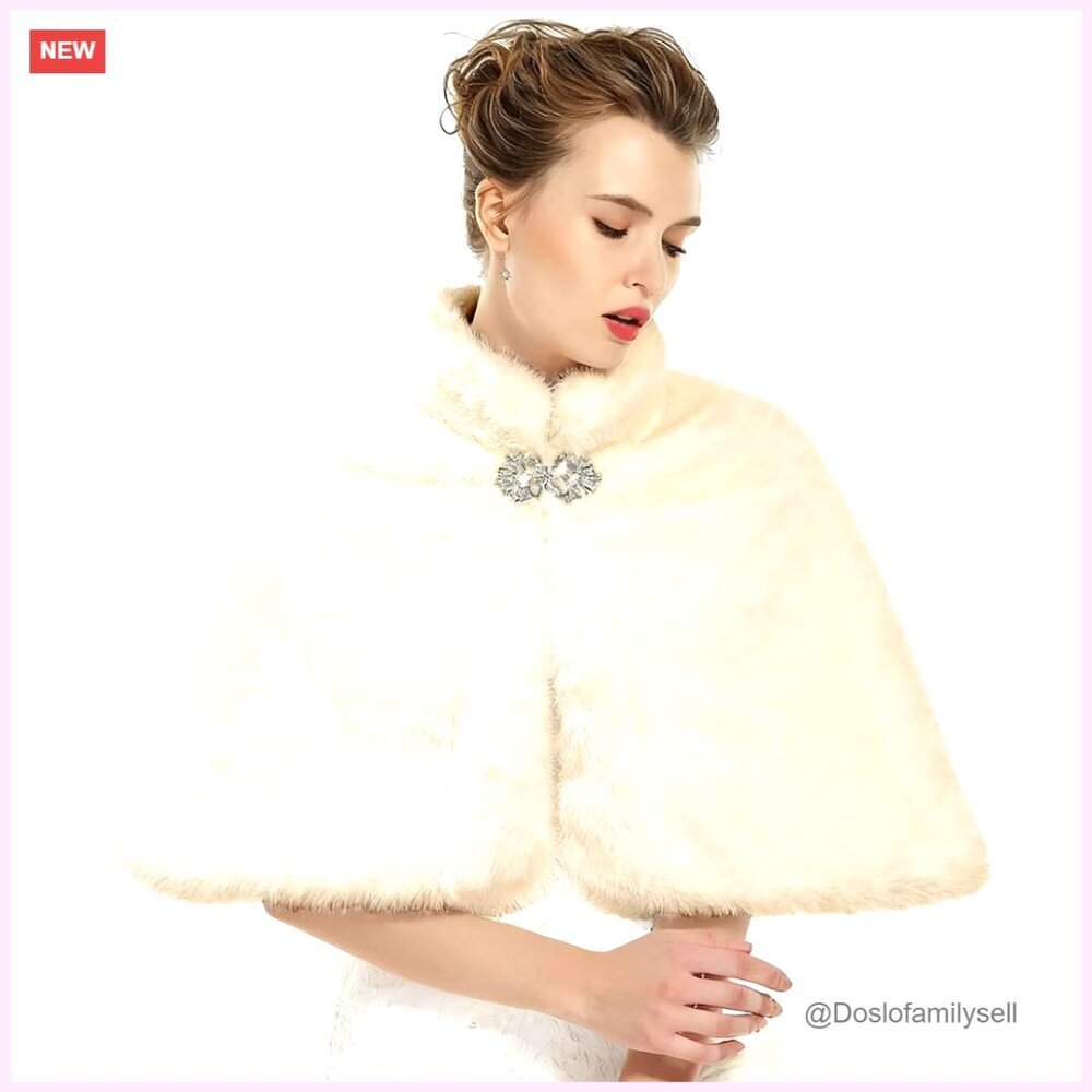 Faux Fur Shawl Wrap for Wedding Bridal Formal Occasions Warm Winter